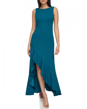 Vince Camuto Asymmetrical Ruffle-Hem Gown Maxi Šaty Damske Modre | SWQU-94682