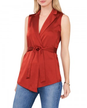 Vince Camuto Belted Notch-Lapel Vesta Damske Červené | COQV-24187