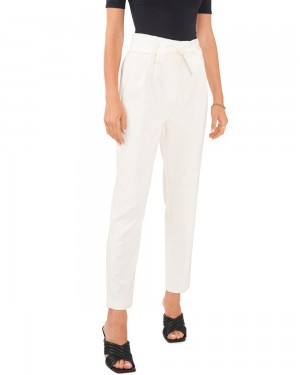 Vince Camuto Belted Plisované-Front Nohavice Damske Biele | JCIN-35491