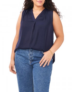 Vince Camuto Bez Rukavov V-Neck (Plus Size) Topy Damske Námornícka Modrá | OTLP-82514