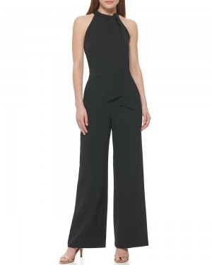 Vince Camuto Bow-Neck Halter Kombineza Damske Čierne | AVCO-15296