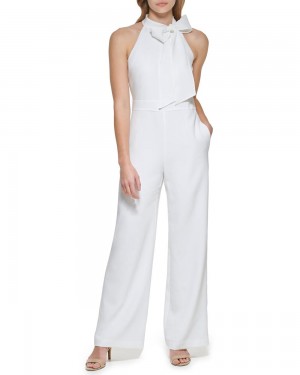 Vince Camuto Bow-Neck Kombineza Damske Biele | SBPL-07326