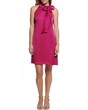 Vince Camuto Bow-Neck Mini Šaty Damske Fuchsie Ruzove | UPAK-67390