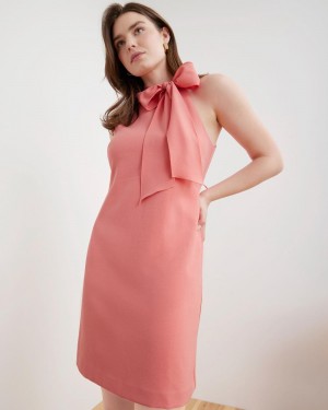 Vince Camuto Bow-Neck Mini Šaty Damske Koralove | PLZV-37052