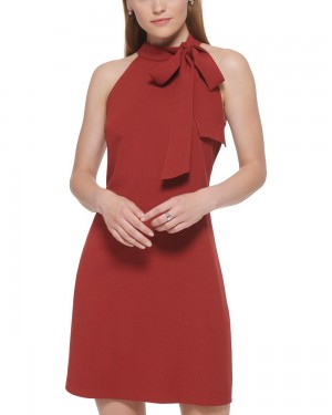 Vince Camuto Bow-Neck Mini Šaty Damske Červené | YOZJ-73560
