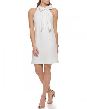 Vince Camuto Bow-Neck (Petite) Mini Šaty Damske Biele | WDRP-24738