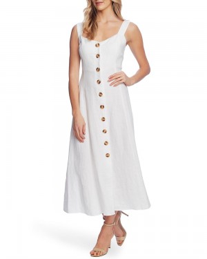 Vince Camuto Button-Front Midi Šaty Damske Biele | KOCV-76298