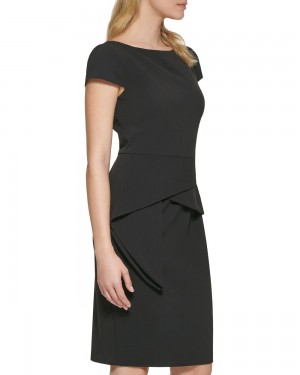Vince Camuto Cap-Sleeve Peplum (Petite) Mini Šaty Damske Čierne | MONC-14570