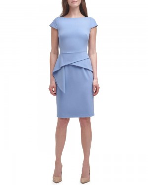 Vince Camuto Cap-Sleeve Peplum (Petite) Mini Šaty Damske Modre | ASKP-91836