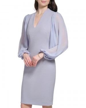 Vince Camuto Chiffon-Sleeve Sheath Mini Šaty Damske Siva | OYZH-35271