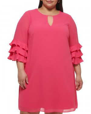 Vince Camuto Chiffon Layered-Sleeve (Plus Size) Maxi Šaty Damske Ruzove | UXEL-28754