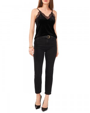 Vince Camuto Cipkovane-Trimmed Velvet Camisole Topy Damske Čierne | TALO-92365