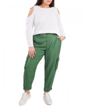 Vince Camuto Cold-Shoulder Snap-Sleeve (Plus Size) Topy Damske Biele | RMIT-48590
