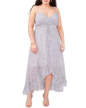 Vince Camuto Dash-Print High-Low (Plus Size) Maxi Šaty Damske Biele | KDTA-01597