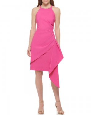 Vince Camuto Draped Halter (Petite) Mini Šaty Damske Fuchsie Ruzove | IRFN-79418