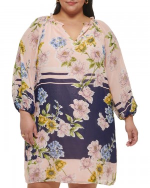 Vince Camuto Floral-Print Chiffon (Plus Size) Maxi Šaty Damske Viacfarebný | YSIM-18902