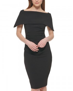 Vince Camuto Off-The-Shoulder Sheath Mini Šaty Damske Čierne | KUFM-69317