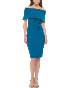 Vince Camuto Off-The-Shoulder Sheath Mini Šaty Damske Modre | UJSM-01856