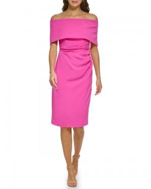 Vince Camuto Off-The-Shoulder Sheath Mini Šaty Damske Fuchsie Ruzove | MKOH-81397