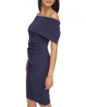 Vince Camuto Off-The-Shoulder Sheath Mini Šaty Damske Námornícka Modrá | BAVC-02839