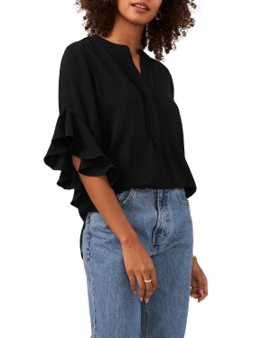Vince Camuto Plisované Ruffled-Sleeve Bluzka Damske Čierne | BNAZ-19782