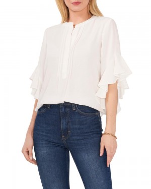 Vince Camuto Plisované Ruffled-Sleeve Bluzka Damske Biele | SQCB-57260