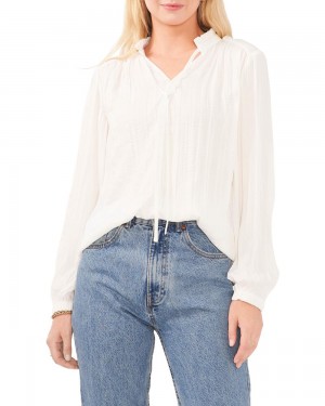 Vince Camuto Plisované Tie-Neck Bluzka Damske Biele | DWKI-35097
