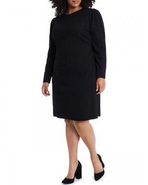 Vince Camuto Ponte Ruched-Shoulder (Plus Size) Maxi Šaty Damske Čierne | XEVC-85079