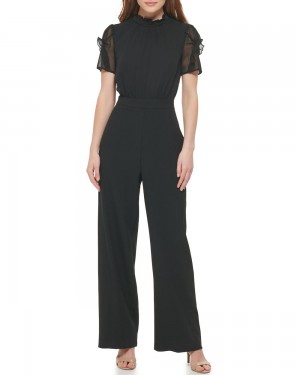 Vince Camuto Puff-Sleeve Kombineza Damske Čierne | LWAC-18972