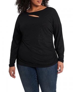Vince Camuto Ruched Cutout Jersey (Plus Size) Topy Damske Čierne | VZEL-39170