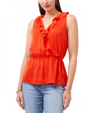 Vince Camuto Ruffle-Trimmed Peplum Topy Damske Oranžové | LRWF-60487