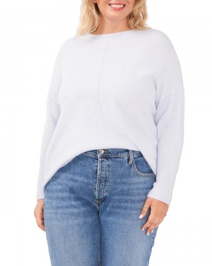 Vince Camuto Seamed Crewneck (Plus Size) Sveter Damske Biele | UGYK-91768