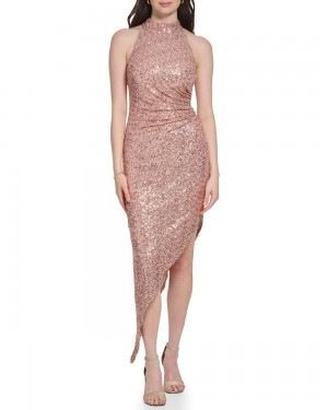 Vince Camuto Sequined Halter Saty Damske Ruzove | UFKC-40892