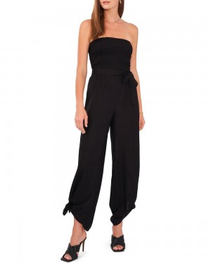 Vince Camuto Smocked Slit-Hem Kombineza Damske Čierne | EKQI-05237