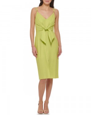 Vince Camuto Smocked Tie-Front Saty Damske Tmavo Zelene | IMKX-24905