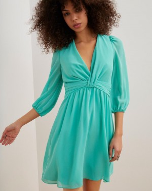 Vince Camuto Twist-Front A-Line Mini Šaty Damske Modre | PNRB-82349