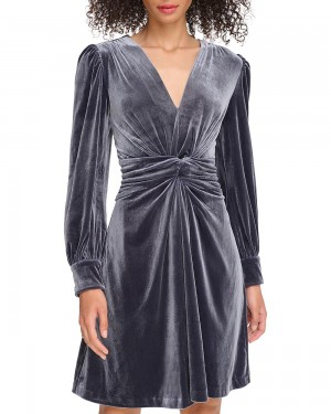 Vince Camuto Velvet Twist-Front Saty Damske Čierne | GSVZ-13485
