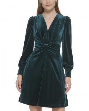 Vince Camuto Velvet Twist-Front Saty Damske Zelene | ORMS-62154