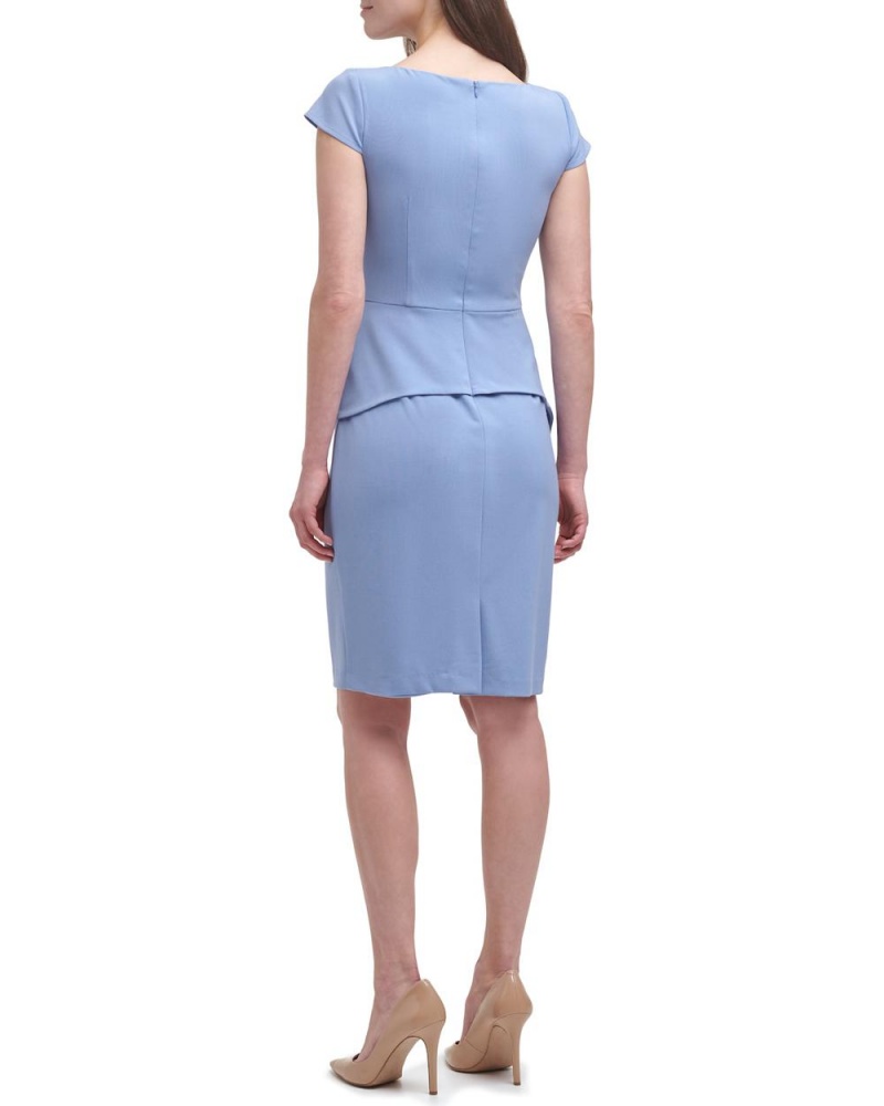 Vince Camuto Architectural-Peplum Sheath Saty Damske Modre | UDYC-16754