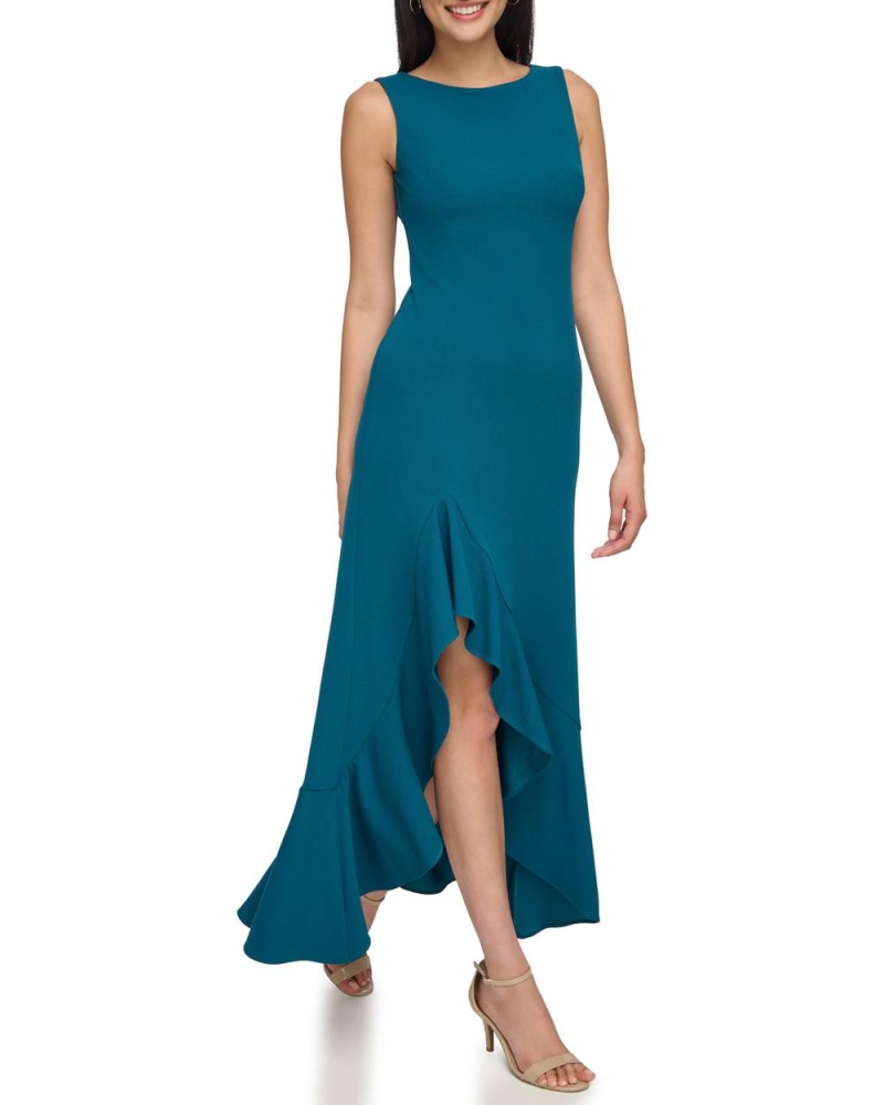 Vince Camuto Asymmetrical Ruffle-Hem Gown Maxi Šaty Damske Modre | SWQU-94682
