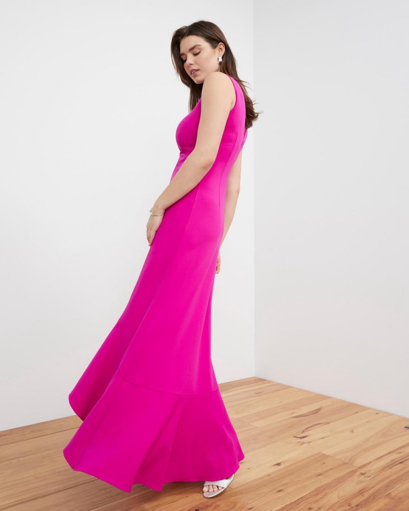 Vince Camuto Asymmetrical Ruffle-Hem Gown Maxi Šaty Damske Fuchsie Ruzove | QVLN-02543