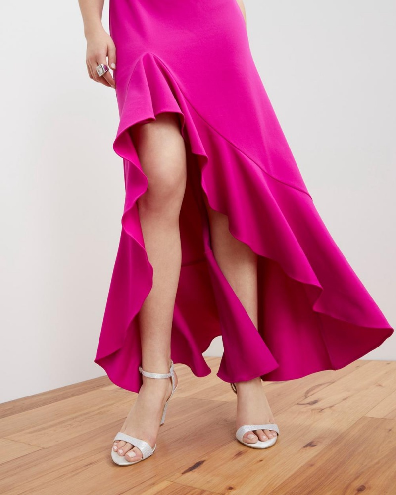 Vince Camuto Asymmetrical Ruffle-Hem Gown Maxi Šaty Damske Fuchsie Ruzove | QVLN-02543