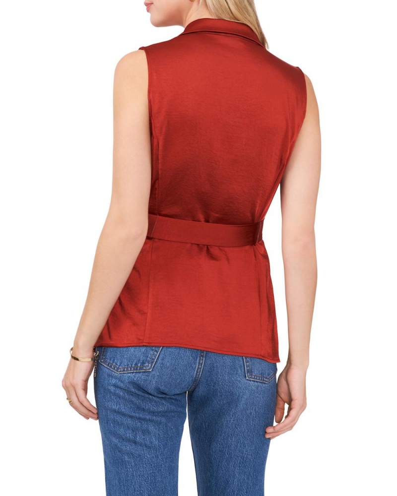 Vince Camuto Belted Notch-Lapel Vesta Damske Červené | COQV-24187