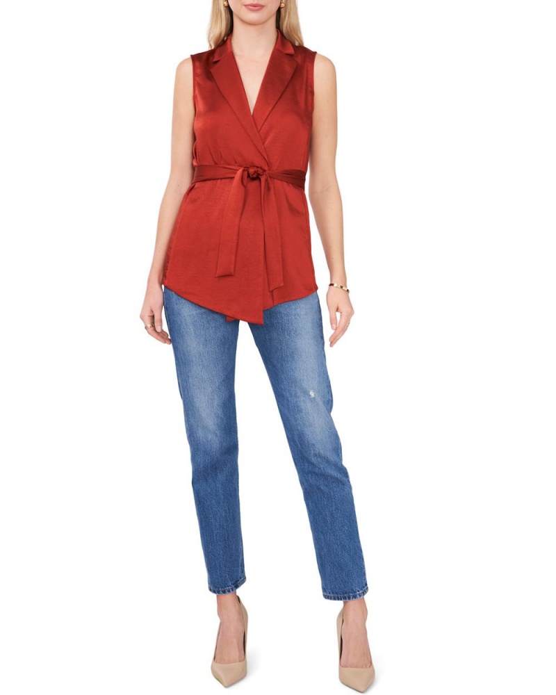 Vince Camuto Belted Notch-Lapel Vesta Damske Červené | COQV-24187