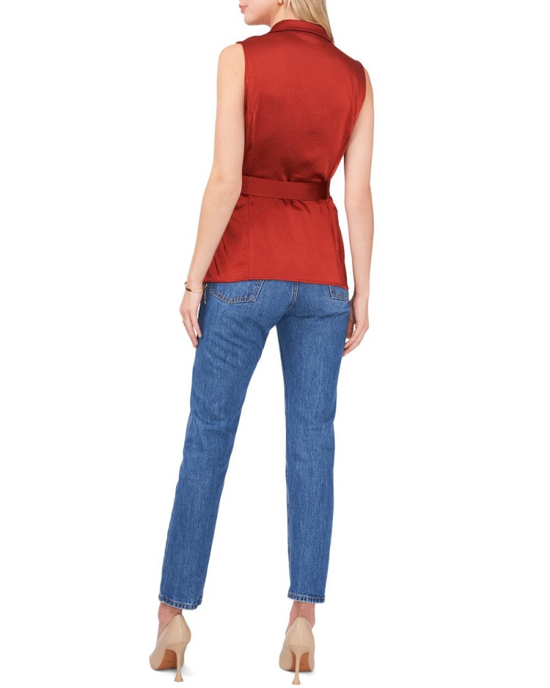 Vince Camuto Belted Notch-Lapel Vesta Damske Červené | COQV-24187
