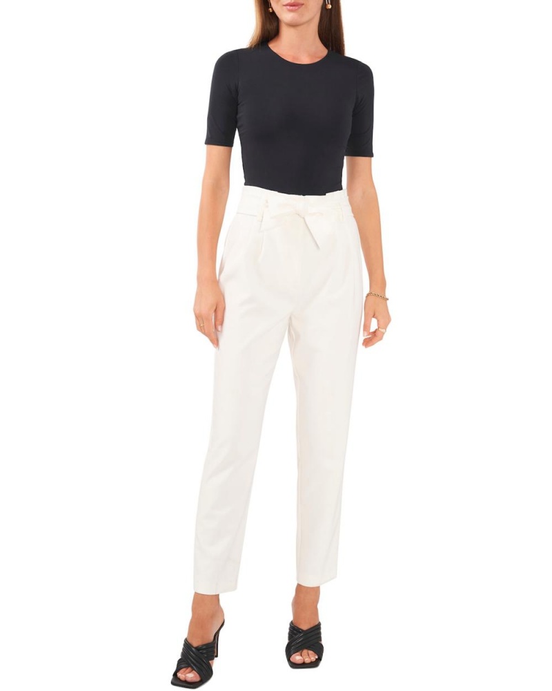 Vince Camuto Belted Plisované-Front Nohavice Damske Biele | JCIN-35491