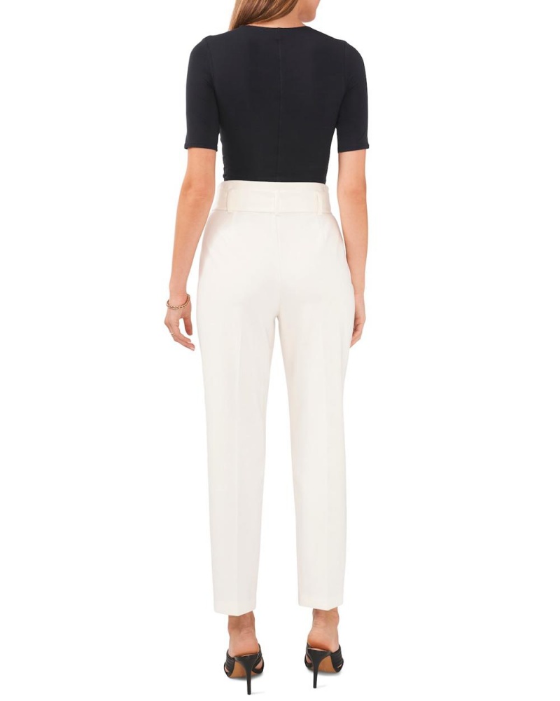 Vince Camuto Belted Plisované-Front Nohavice Damske Biele | JCIN-35491