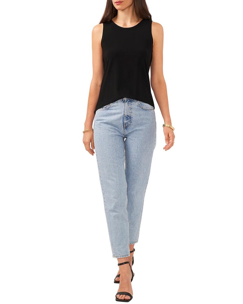 Vince Camuto Bez Rukavov Banded-Trim Keyhole Topy Damske Čierne | UJAE-45270