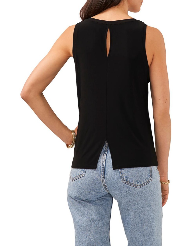 Vince Camuto Bez Rukavov Banded-Trim Keyhole Topy Damske Čierne | UJAE-45270