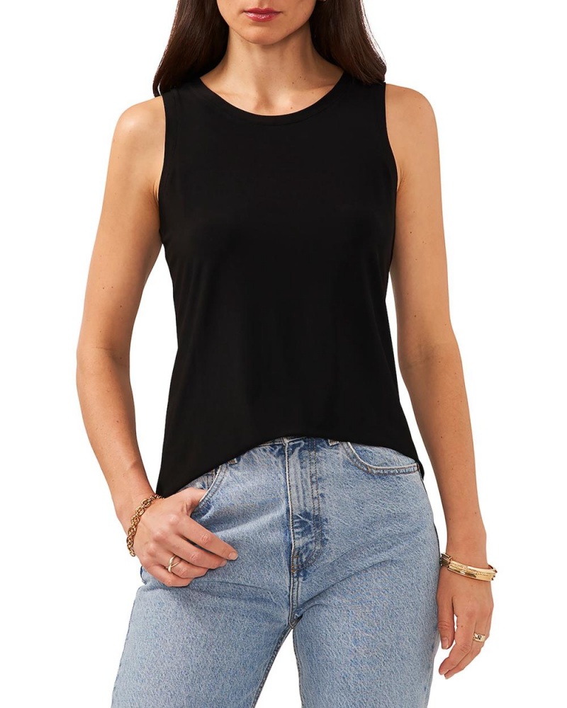 Vince Camuto Bez Rukavov Banded-Trim Keyhole Topy Damske Čierne | UJAE-45270